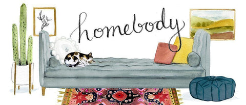 Homebody Collection D White Modern Wood Framed Art Print with Double Matting by Borges, Victoria