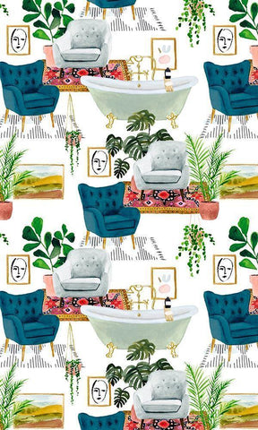 Homebody Collection E White Modern Wood Framed Art Print with Double Matting by Borges, Victoria