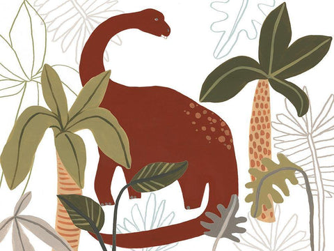 Mighty Dinos Collection A White Modern Wood Framed Art Print with Double Matting by Vess, June Erica