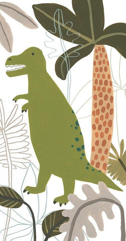 Mighty Dinos Collection B White Modern Wood Framed Art Print with Double Matting by Vess, June Erica