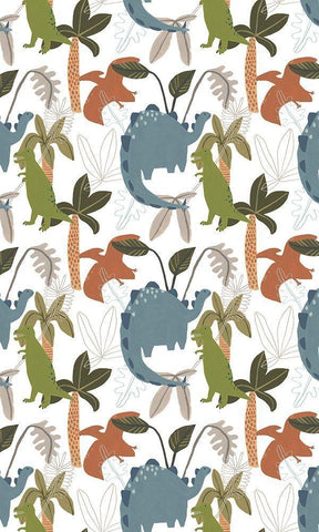 Mighty Dinos Collection E White Modern Wood Framed Art Print with Double Matting by Vess, June Erica