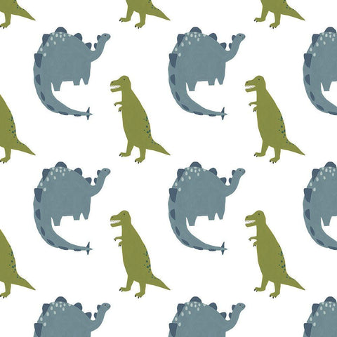 Mighty Dinos Collection F White Modern Wood Framed Art Print with Double Matting by Vess, June Erica