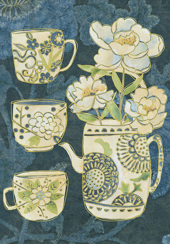 Oolong Collection B White Modern Wood Framed Art Print with Double Matting by Zarris, Chariklia