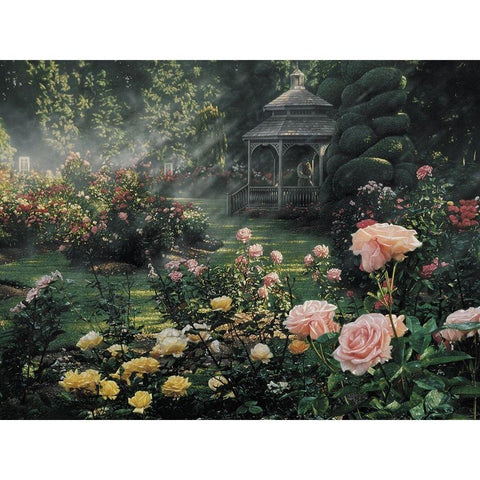 Rose Garden - Paradise Found Gold Ornate Wood Framed Art Print with Double Matting by Bogle, Collin