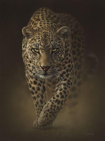 Leopard - Savage Black Ornate Wood Framed Art Print with Double Matting by Bogle, Collin