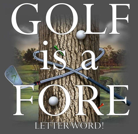 Fore Letter Golf White Modern Wood Framed Art Print with Double Matting by Baldwin, Jim