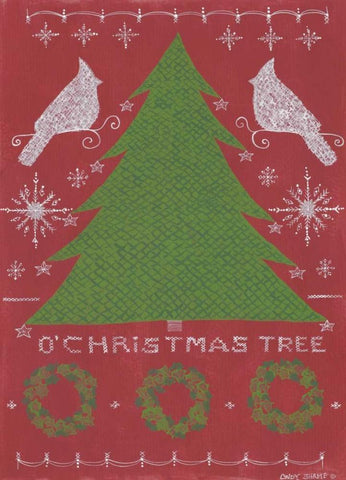 O Christmas Tree White Modern Wood Framed Art Print with Double Matting by Shamp, Cindy