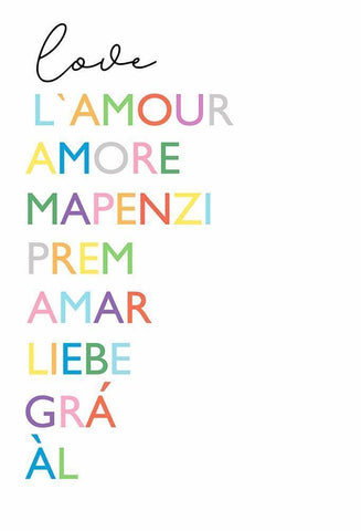 Cursive Love White Modern Wood Framed Art Print with Double Matting by Tyndall, Elizabeth