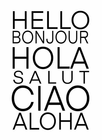 Hello Language  White Modern Wood Framed Art Print with Double Matting by Tyndall, Elizabeth