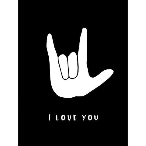 I Love You Black Modern Wood Framed Art Print with Double Matting by Tyndall, Elizabeth