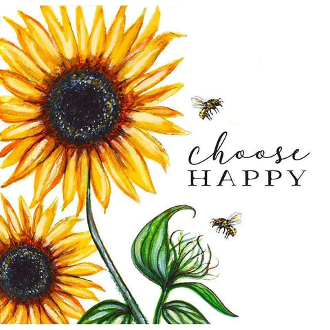 Choose Happy Gold Ornate Wood Framed Art Print with Double Matting by Tyndall, Elizabeth