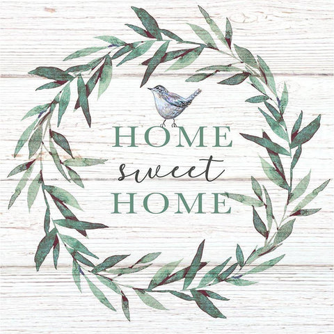 Home Sweet Home Bird White Modern Wood Framed Art Print by Tyndall, Elizabeth