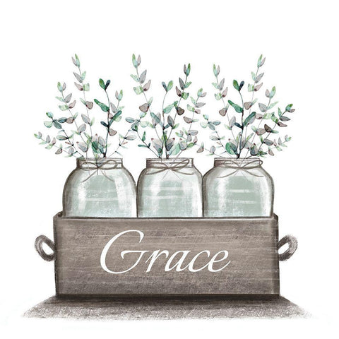 Grace White Modern Wood Framed Art Print with Double Matting by Tyndall, Elizabeth