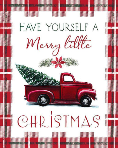 Red Truck White Modern Wood Framed Art Print with Double Matting by Tyndall, Elizabeth