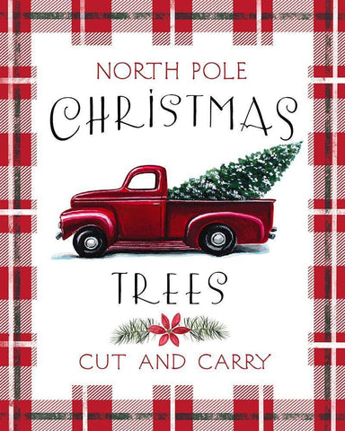 Red Truck White Modern Wood Framed Art Print with Double Matting by Tyndall, Elizabeth