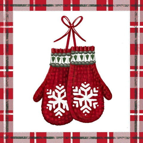 Red Mittens Black Modern Wood Framed Art Print by Tyndall, Elizabeth