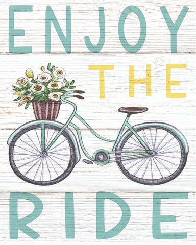 Enjoy the Ride White Modern Wood Framed Art Print with Double Matting by Tyndall, Elizabeth