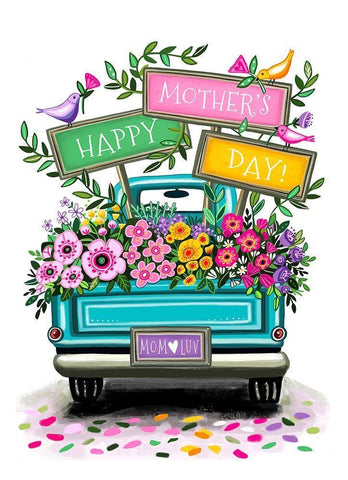 Happy Mothers Day White Modern Wood Framed Art Print with Double Matting by Tyndall, Elizabeth