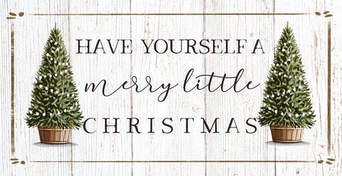 Merry Little Christmas White Modern Wood Framed Art Print with Double Matting by Tyndall, Elizabeth