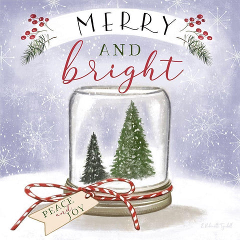 Merry and Bright White Modern Wood Framed Art Print with Double Matting by Tyndall, Elizabeth