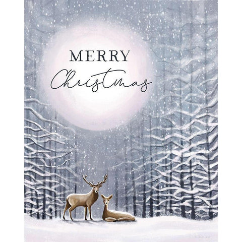 Merry Christmas Black Modern Wood Framed Art Print with Double Matting by Tyndall, Elizabeth