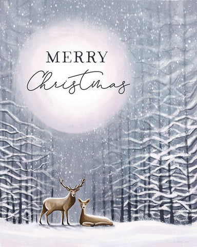 Merry Christmas Black Ornate Wood Framed Art Print with Double Matting by Tyndall, Elizabeth