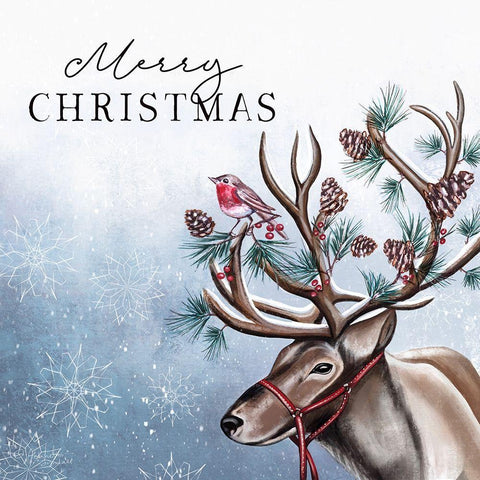 Merry Christmas Black Ornate Wood Framed Art Print with Double Matting by Tyndall, Elizabeth