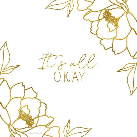 Its All Okay White Modern Wood Framed Art Print with Double Matting by Tyndall, Elizabeth