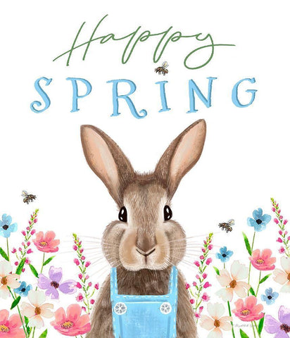 Happy Spring White Modern Wood Framed Art Print with Double Matting by Tyndall, Elizabeth