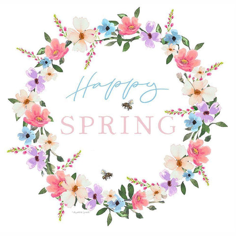 Happy Spring White Modern Wood Framed Art Print with Double Matting by Tyndall, Elizabeth