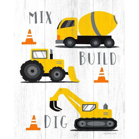 Mix-Build-Dig Black Modern Wood Framed Art Print with Double Matting by Tyndall, Elizabeth