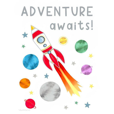 Adventure Awaits Black Modern Wood Framed Art Print by Tyndall, Elizabeth