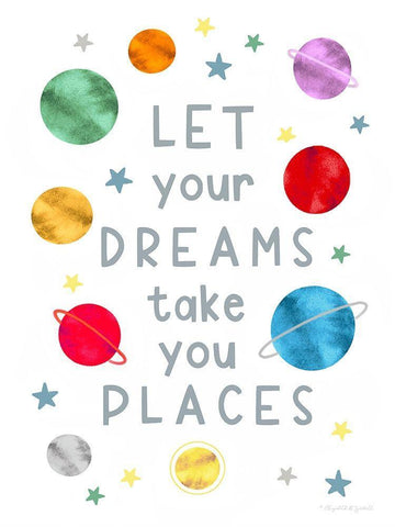Dreams Take You Places White Modern Wood Framed Art Print with Double Matting by Tyndall, Elizabeth