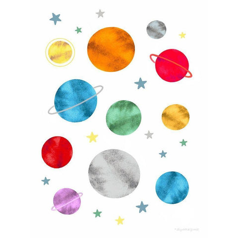Planets White Modern Wood Framed Art Print by Tyndall, Elizabeth