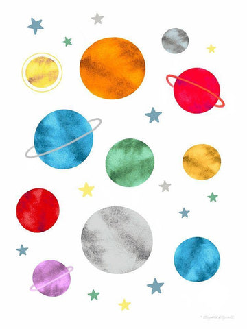 Planets White Modern Wood Framed Art Print with Double Matting by Tyndall, Elizabeth