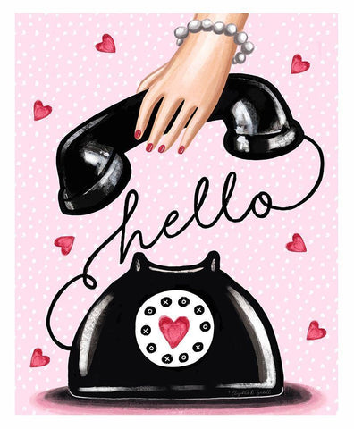 Valentine Phone White Modern Wood Framed Art Print with Double Matting by Tyndall, Elizabeth