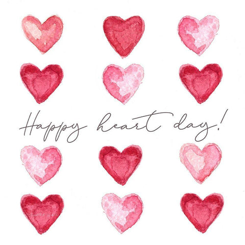 Happy Heart Day White Modern Wood Framed Art Print with Double Matting by Tyndall, Elizabeth