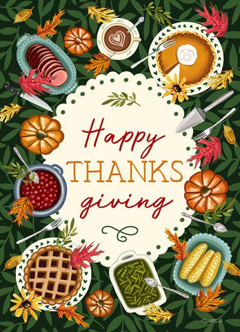 Happy Thanksgiving Black Modern Wood Framed Art Print by Tyndall, Elizabeth