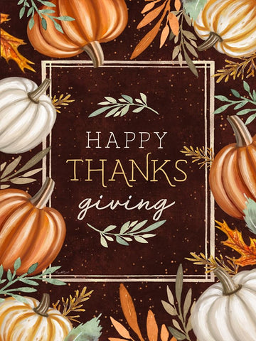 Happy Thanksgiving Black Modern Wood Framed Art Print by Tyndall, Elizabeth