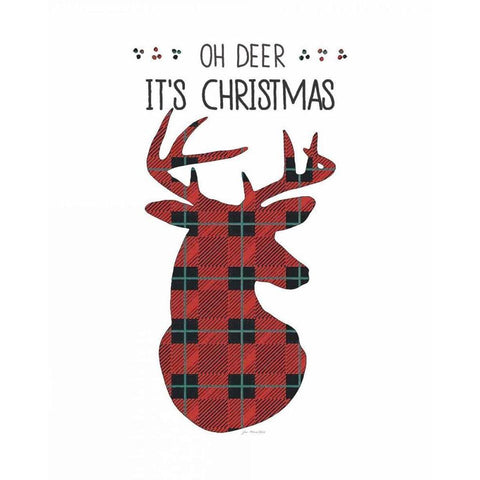 Oh Deer Its Christmas Black Modern Wood Framed Art Print by Moulton, Jo