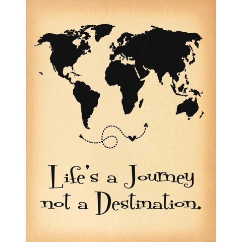 Lifes a Journey Parchment Black Modern Wood Framed Art Print by Moulton, Jo