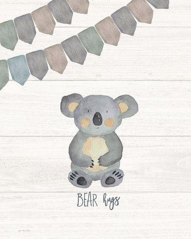 Bear Hugs White Modern Wood Framed Art Print with Double Matting by Moulton, Jo