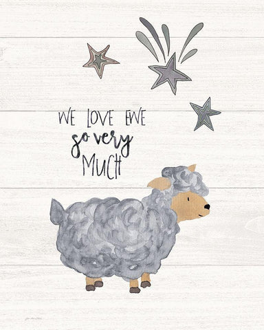 We Love Ewe White Modern Wood Framed Art Print with Double Matting by Moulton, Jo
