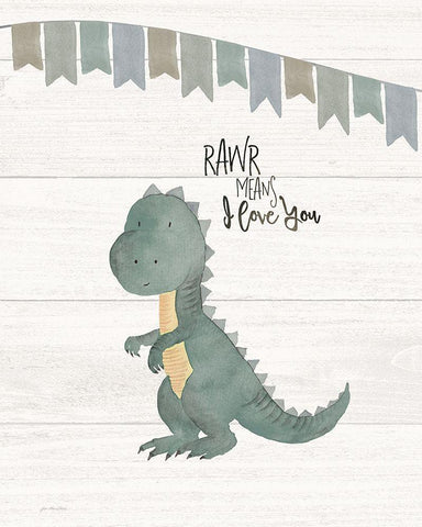 Rawr Means White Modern Wood Framed Art Print with Double Matting by Moulton, Jo