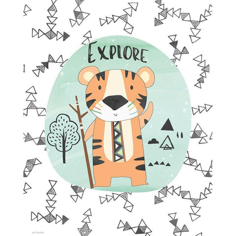 Explore Tiger White Modern Wood Framed Art Print by Moulton, Jo