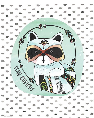 Curious Raccoon White Modern Wood Framed Art Print with Double Matting by Moulton, Jo