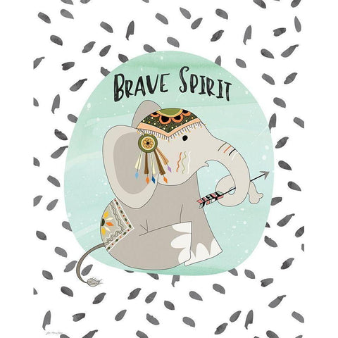 Brave Elephant Black Modern Wood Framed Art Print with Double Matting by Moulton, Jo