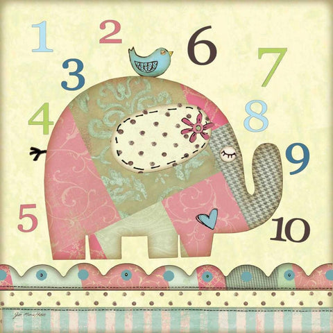 Number Elephant Black Ornate Wood Framed Art Print with Double Matting by Moulton, Jo
