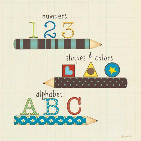 School Basics Black Modern Wood Framed Art Print with Double Matting by Moulton, Jo