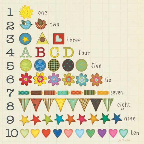 Lets Count! White Modern Wood Framed Art Print with Double Matting by Moulton, Jo